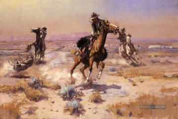 An Ropes Ende Cowboy Charles Marion Russell Indianer Ölgemälde